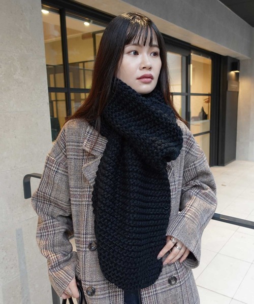 福本莉子さん着用】ガーター編みローゲージニットマフラー