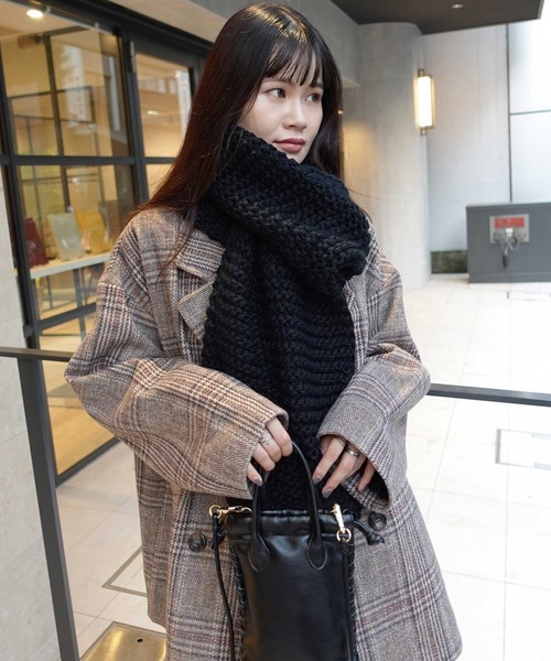 CORNERS（コーナーズ）の「【福本莉子さん着用】ガーター編みローゲージニットマフラー（マフラー・レディース・アイボリー/ネイビー/ボルドー/ピンク/ブラウン/ライトグレー/ブラック・FREE）」の21枚目の写真