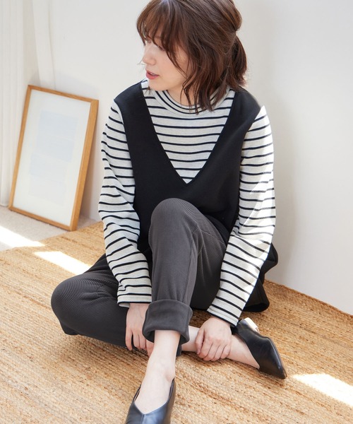 Viola e Viola(ヴィオラエヴィオラ)の「毛布のような温かさ 楽ぽか裏ファーレギンス(スウェットパンツ・レディース・ブラック/モカ/チャコール・M/LL/3L/4L/L/5L)」の4枚目の写真