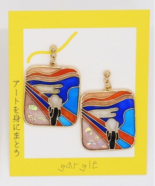 gargle(ガーグル)の「gargle ガーグル:アートシリーズ ステンドアート2 レオナルド ダ ヴィンチ モナリザ ムンク 叫び イヤリング(イヤリング・レディース・パープル/ブルー・FREE)」の4枚目の写真