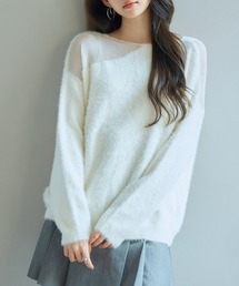 前後2wayふわふわシャギー素材ニット