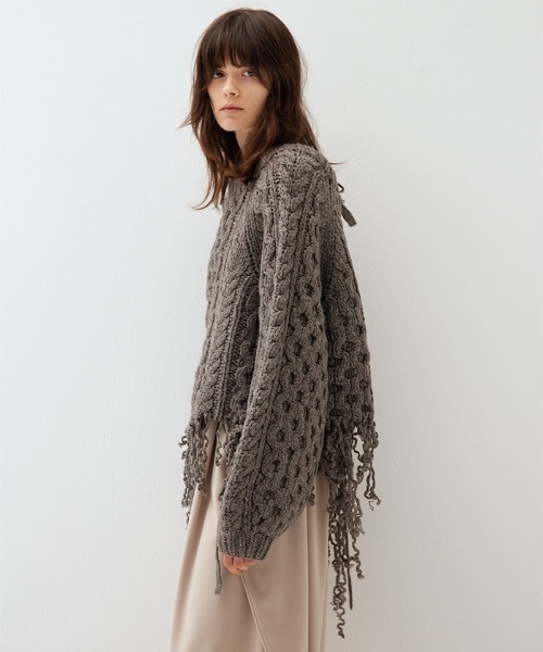 leinwande（ラインヴァンド）の「【leinwande】Hand Cable Knit Top（ニット/セーター・レディース・グレー/ホワイト・ONE SIZE）」の4枚目の写真