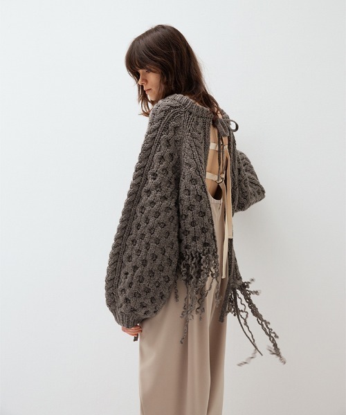 leinwande（ラインヴァンド）の「【leinwande】Hand Cable Knit Top（ニット/セーター・レディース・グレー/ホワイト・ONE SIZE）」の3枚目の写真