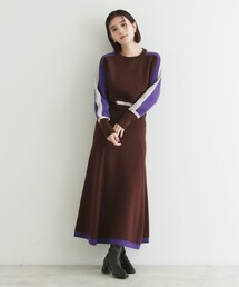 THE SHOP TK  | ◆【上下セットアイテム】配色ニットセットアップ/洗える(セットアップ)