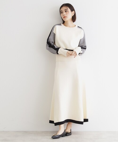 THE SHOP TK (ザ ショップ ティーケー )の「◆【上下セットアイテム】配色ニットセットアップ/洗える(セットアップ・レディース・アイボリー系4/ブラウン系その他5/ブラック系4・12/13)」の4枚目の写真