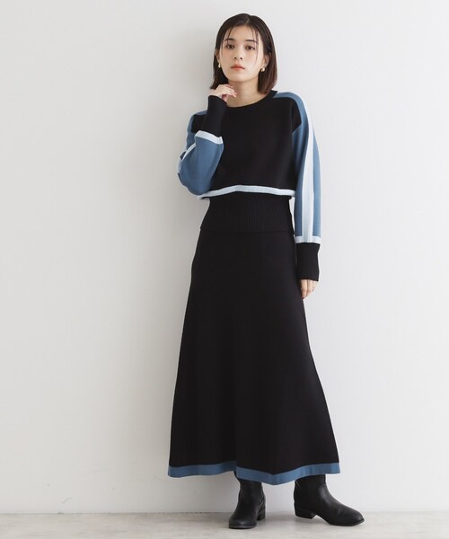 THE SHOP TK (ザ ショップ ティーケー )の「◆【上下セットアイテム】配色ニットセットアップ/洗える(セットアップ・レディース・アイボリー系4/ブラウン系その他5/ブラック系4・12/13)」の5枚目の写真