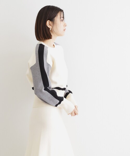 THE SHOP TK (ザ ショップ ティーケー )の「◆【上下セットアイテム】配色ニットセットアップ/洗える(セットアップ・レディース・アイボリー系4/ブラウン系その他5/ブラック系4・12/13)」の7枚目の写真