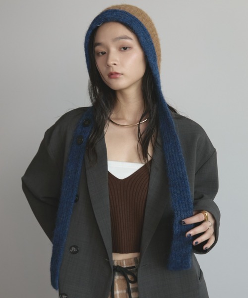 MERLOT（メルロー）の「モヘアライクバイカラーニットフライトキャップ（ニットキャップ/ビーニー・レディース・グレー/ブラウン・FREE）」の11枚目の写真