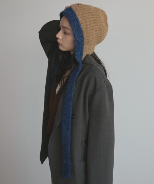 MERLOT（メルロー）の「モヘアライクバイカラーニットフライトキャップ（ニットキャップ/ビーニー・レディース・グレー/ブラウン・FREE）」の12枚目の写真