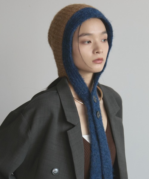 MERLOT（メルロー）の「モヘアライクバイカラーニットフライトキャップ（ニットキャップ/ビーニー・レディース・グレー/ブラウン・FREE）」の10枚目の写真