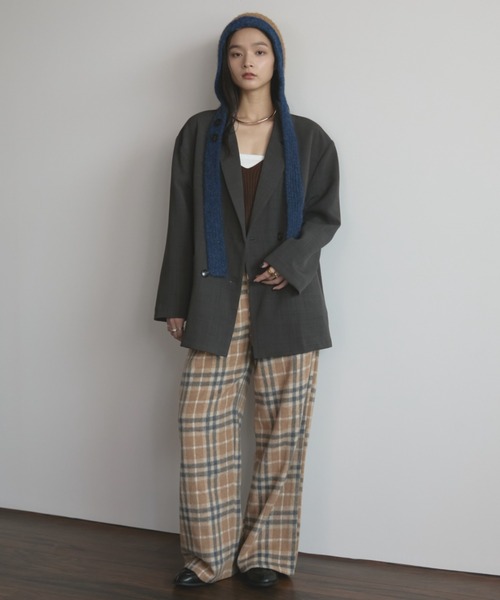 MERLOT（メルロー）の「モヘアライクバイカラーニットフライトキャップ（ニットキャップ/ビーニー・レディース・グレー/ブラウン・FREE）」の14枚目の写真