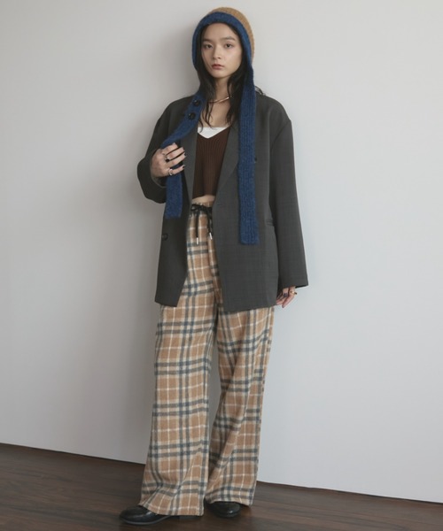 MERLOT（メルロー）の「モヘアライクバイカラーニットフライトキャップ（ニットキャップ/ビーニー・レディース・グレー/ブラウン・FREE）」の16枚目の写真