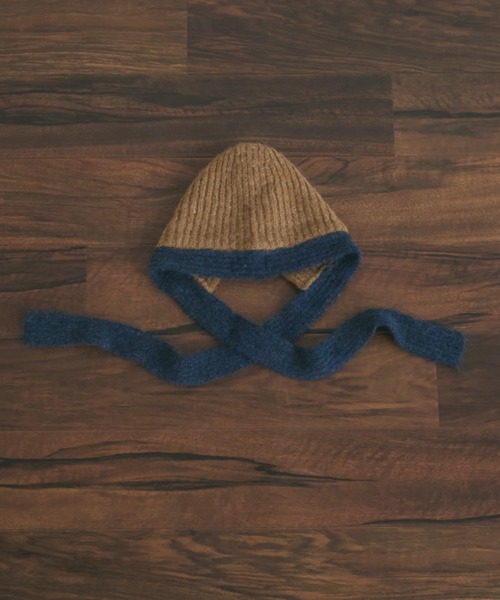 MERLOT（メルロー）の「モヘアライクバイカラーニットフライトキャップ（ニットキャップ/ビーニー・レディース・グレー/ブラウン・FREE）」の5枚目の写真