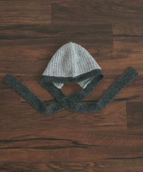 MERLOT（メルロー）の「モヘアライクバイカラーニットフライトキャップ（ニットキャップ/ビーニー・レディース・グレー/ブラウン・FREE）」の7枚目の写真