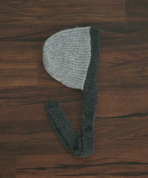 MERLOT（メルロー）の「モヘアライクバイカラーニットフライトキャップ（ニットキャップ/ビーニー・レディース・グレー/ブラウン・FREE）」の6枚目の写真