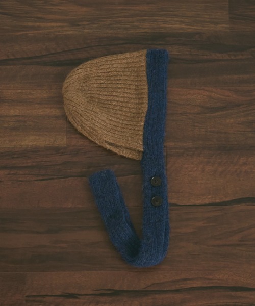 MERLOT（メルロー）の「モヘアライクバイカラーニットフライトキャップ（ニットキャップ/ビーニー・レディース・グレー/ブラウン・FREE）」の4枚目の写真