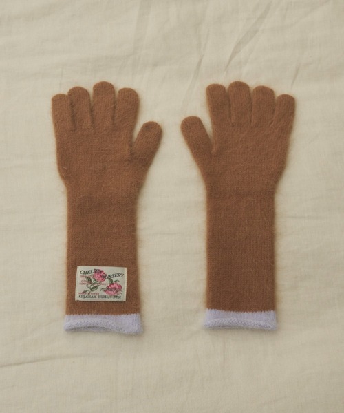 GIUNON（ジウノン）の「mohair touch bicolor gloves / モヘアタッチバイカラー手袋（手袋・レディース・ミント/ブルー/グレー/ホワイト/ブラウン・FREE）」の4枚目の写真