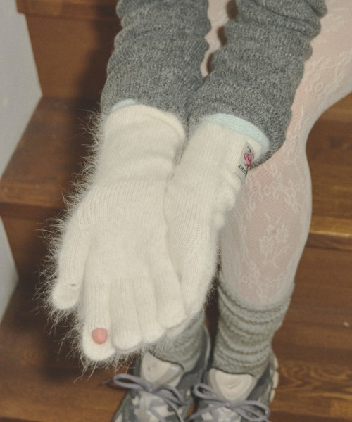 GIUNON（ジウノン）の「mohair touch bicolor gloves / モヘアタッチバイカラー手袋（手袋・レディース・ミント/ブルー/グレー/ホワイト/ブラウン・FREE）」の6枚目の写真