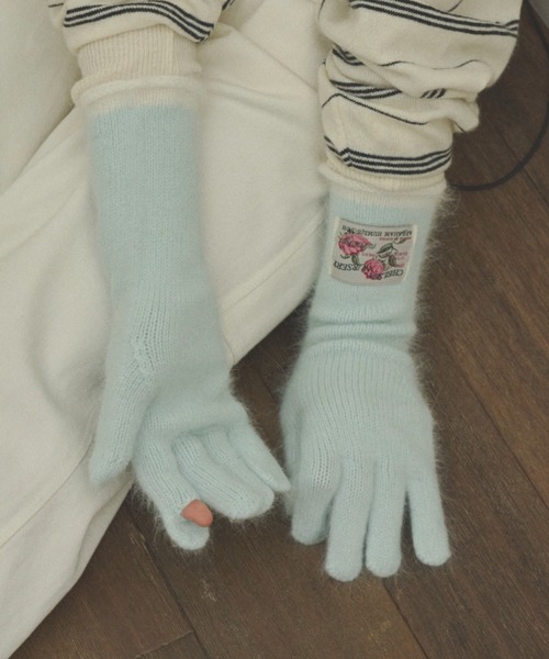 GIUNON（ジウノン）の「mohair touch bicolor gloves / モヘアタッチバイカラー手袋（手袋・レディース・ミント/ブルー/グレー/ホワイト/ブラウン・FREE）」の16枚目の写真
