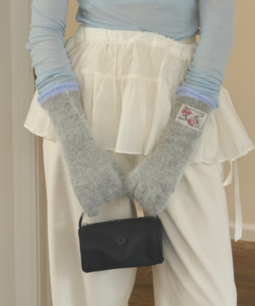 GIUNON（ジウノン）の「mohair touch bicolor gloves / モヘアタッチバイカラー手袋（手袋・レディース・ミント/ブルー/グレー/ホワイト/ブラウン・FREE）」の13枚目の写真