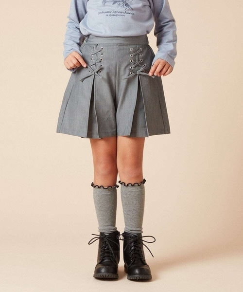 a.v.v（アーヴェヴェ）の「[140-150]ダブルレースアップショートパンツ（その他パンツ・キッズ・グレー/ベージュ・150/140）」の10枚目の写真