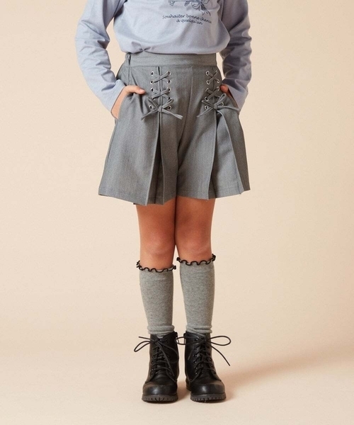 a.v.v（アーヴェヴェ）の「[140-150]ダブルレースアップショートパンツ（その他パンツ・キッズ・グレー/ベージュ・150/140）」の11枚目の写真