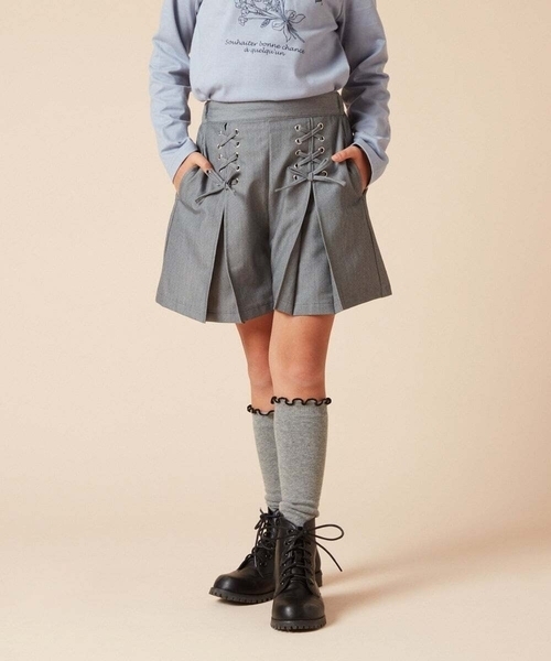 a.v.v（アーヴェヴェ）の「[140-150]ダブルレースアップショートパンツ（その他パンツ・キッズ・グレー/ベージュ・150/140）」の12枚目の写真