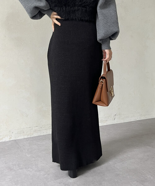 Thevon（ゼボン）の「ラメリブニットナロースカート（スカート・レディース・ブラック/ベージュ/グレー/ブルー・FREE）」の7枚目の写真
