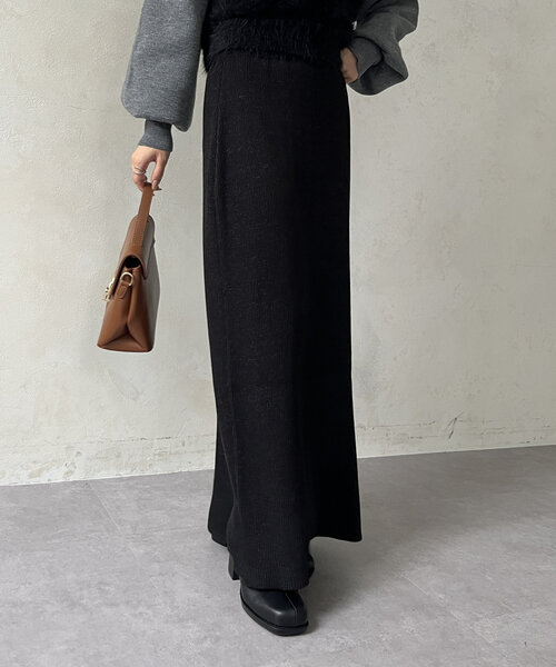 Thevon（ゼボン）の「ラメリブニットナロースカート（スカート・レディース・ブラック/ベージュ/グレー/ブルー・FREE）」の9枚目の写真