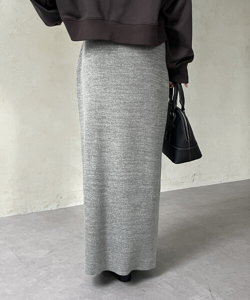 Thevon（ゼボン）の「ラメリブニットナロースカート（スカート・レディース・ブラック/ベージュ/グレー/ブルー・FREE）」の15枚目の写真