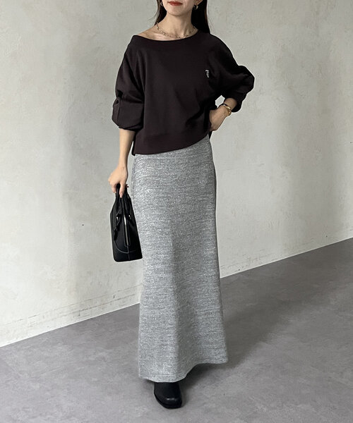Thevon（ゼボン）の「ラメリブニットナロースカート（スカート・レディース・ブラック/ベージュ/グレー/ブルー・FREE）」の18枚目の写真