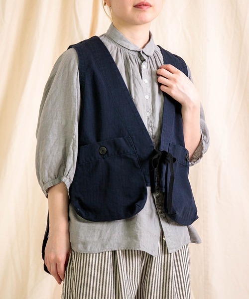 Brocante（ブロカント）の「[Brocante / ブロカント] ヘリンボン シャスジレ（ベスト・レディース・アイボリー/オリーブ/ネイビー・2）」の3枚目の写真