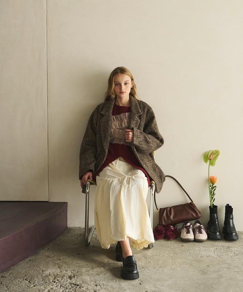 loin nuit(ロワンニュイ)の「tulle slit design knit / チュールスリットデザインニット(ニット/セーター・レディース・ボルドー/ブルー/グレー・FREE)」の17枚目の写真