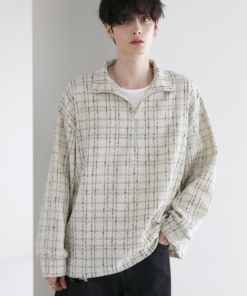 ASTRONOMY（アストロノミー）の「ツイードハーフジッププルオーバー（その他トップス・メンズ・ブラック/ホワイト・L/M/S）」の2枚目の写真