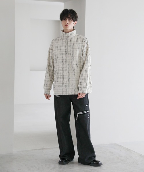 ASTRONOMY（アストロノミー）の「ツイードハーフジッププルオーバー（その他トップス・メンズ・ブラック/ホワイト・L/M/S）」の6枚目の写真