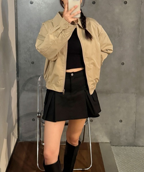 VIVID LADY（ビビッドレディー）の「ジャケット ブルゾンジャケット 防シワ アウタ（ブルゾン・レディース・ブラック/ベージュ・FREE）」の5枚目の写真