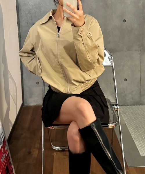 VIVID LADY（ビビッドレディー）の「ジャケット ブルゾンジャケット 防シワ アウタ（ブルゾン・レディース・ブラック/ベージュ・FREE）」の7枚目の写真