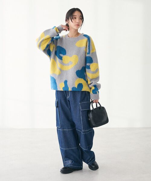 CRAFT STANDARD BOUTIQUE（クラフトスタンダードブティック）の「【ユニセックス】シャギージャガードクルーネックニット（ニット/セーター・レディース・ブラウン/ライトグレー・XL/L/M）」の7枚目の写真