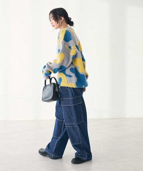 CRAFT STANDARD BOUTIQUE（クラフトスタンダードブティック）の「【ユニセックス】シャギージャガードクルーネックニット（ニット/セーター・レディース・ブラウン/ライトグレー・XL/L/M）」の8枚目の写真