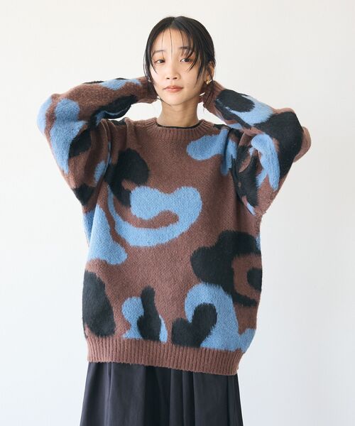 CRAFT STANDARD BOUTIQUE（クラフトスタンダードブティック）の「【ユニセックス】シャギージャガードクルーネックニット（ニット/セーター・レディース・ブラウン/ライトグレー・XL/L/M）」の12枚目の写真