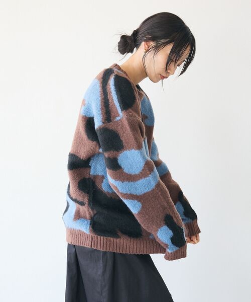 CRAFT STANDARD BOUTIQUE（クラフトスタンダードブティック）の「【ユニセックス】シャギージャガードクルーネックニット（ニット/セーター・レディース・ブラウン/ライトグレー・XL/L/M）」の13枚目の写真