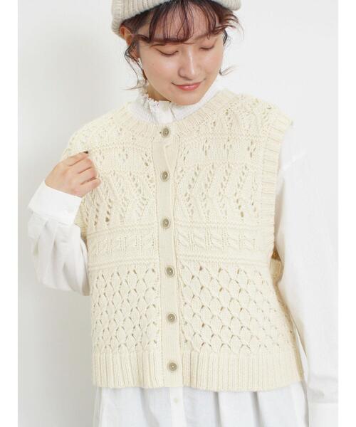 サマンサモスモス　手編みベスト Samansa Mos2（サマンサ モスモス）の「柄編みニットベスト