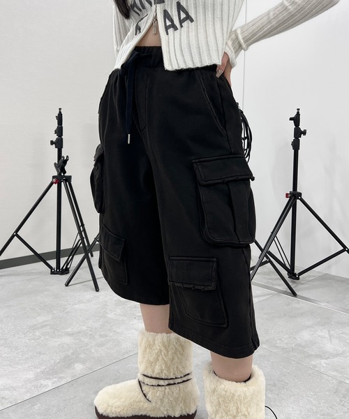 Figments（フィグメンツ）の「ヴィンテージマルチカーゴスウェットハーフパンツ（スウェットパンツ・レディース・スミクロ/ブラック系その他・FREE）」の6枚目の写真