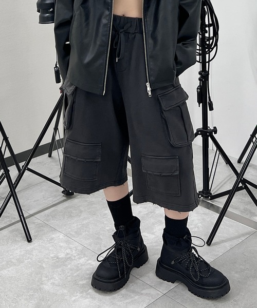 Figments（フィグメンツ）の「ヴィンテージマルチカーゴスウェットハーフパンツ（スウェットパンツ・レディース・スミクロ/ブラック系その他・FREE）」の9枚目の写真