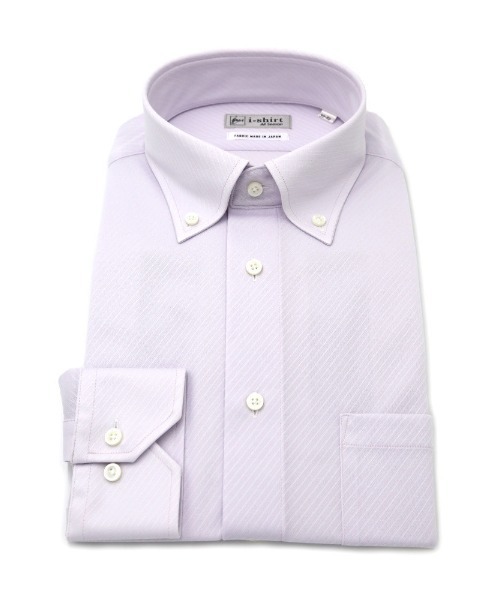 HARUYAMA(ハルヤマ)の「WEB限定【完全ノーアイロン】長袖 アイシャツ ボタンダウン ストレッチ ガルゼ柄 i-shirt 通年(ビジネスシャツ・メンズ・ホワイト/ラベンダー/サックスブルー・首回り39cm-裄丈78cm/M82/首回り41cm-裄丈80cm/L84/首回り43cm-裄丈82cm/LL86/首回り45cm-裄丈86cm/首回り37cm-裄丈78cm/S80)」の3枚目の写真