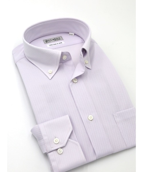 HARUYAMA(ハルヤマ)の「WEB限定【完全ノーアイロン】長袖 アイシャツ ボタンダウン ストレッチ ガルゼ柄 i-shirt 通年(ビジネスシャツ・メンズ・ホワイト/ラベンダー/サックスブルー・首回り39cm-裄丈78cm/M82/首回り41cm-裄丈80cm/L84/首回り43cm-裄丈82cm/LL86/首回り45cm-裄丈86cm/首回り37cm-裄丈78cm/S80)」の8枚目の写真
