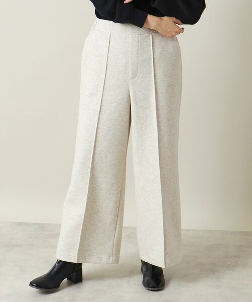 ITS'DEMO（イッツデモ）の「◆【手洗い可／後ろウエストゴム】カットメルトンワイドパンツ（その他パンツ・レディース・グレー/アイボリー/ネイビー・00）」の2枚目の写真