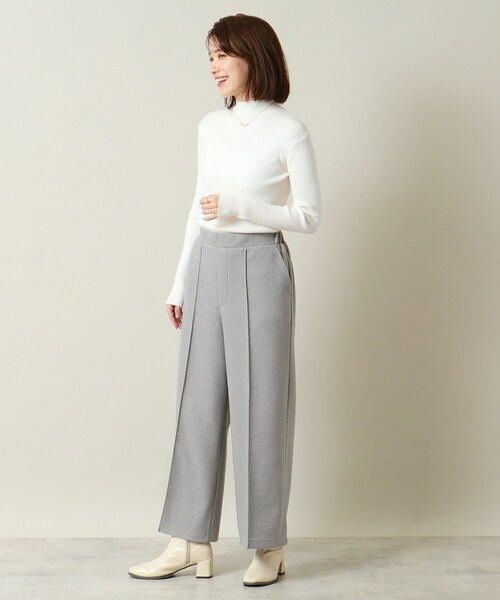 ITS'DEMO（イッツデモ）の「◆【手洗い可／後ろウエストゴム】カットメルトンワイドパンツ（その他パンツ・レディース・グレー/アイボリー/ネイビー・00）」の4枚目の写真