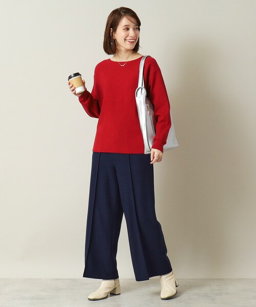 ITS'DEMO（イッツデモ）の「◆【手洗い可／後ろウエストゴム】カットメルトンワイドパンツ（その他パンツ・レディース・グレー/アイボリー/ネイビー・00）」の7枚目の写真