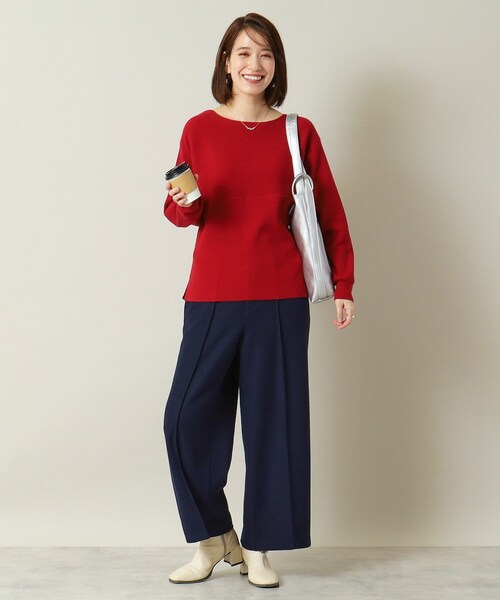 ITS'DEMO（イッツデモ）の「◆【手洗い可／後ろウエストゴム】カットメルトンワイドパンツ（その他パンツ・レディース・グレー/アイボリー/ネイビー・00）」の8枚目の写真